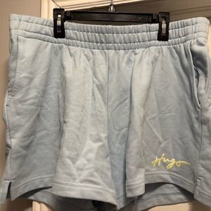 HUGO Women's Soft Blue Athletic Shorts
